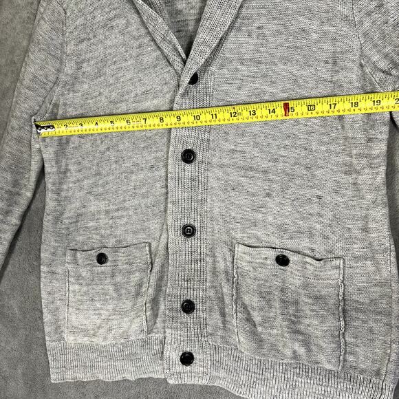 J Crew Cardigan Mens L Gray Knit Lambswool Shawl Neck Sweater Grandpa Basic - Picture 8 of 10